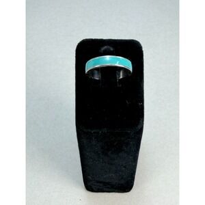 Lia Sophia Turquoise Blue Enamel Silver Tone Band Ring Modern Statement Size 9